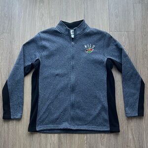 Minnesota Wild Fleece Jacket Men Large Gray NHL Full Zip Embroidery L